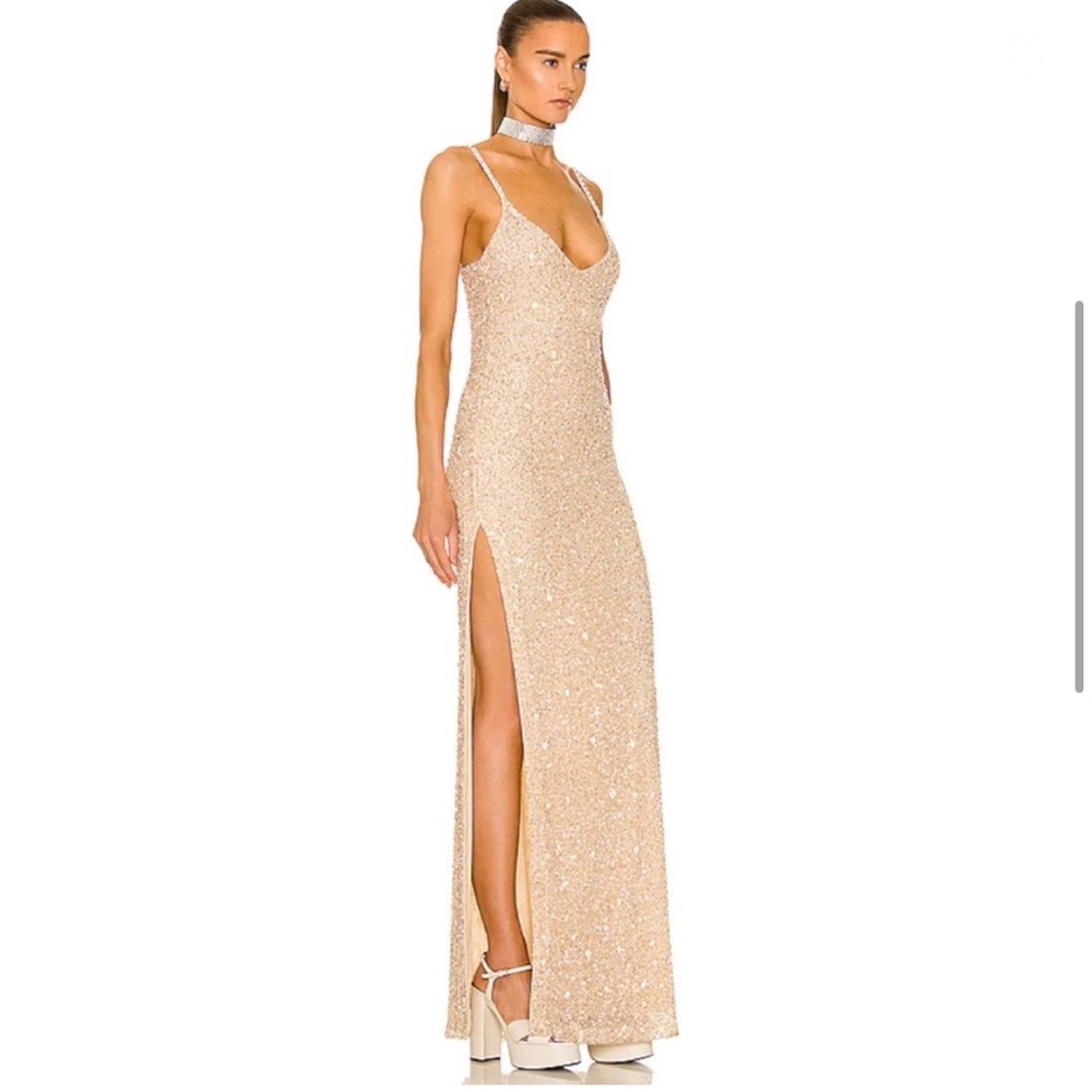 RETROFETE VALENCIA MY DREAM PROM DRESS: sparkly, gold, tight fitting - size XS